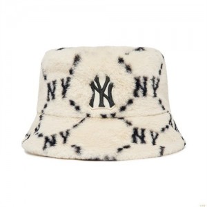 Chapeau Bucket MLB Dia Monogra Fur New York Yankees Accessoires Blanche | 9721EWFJC