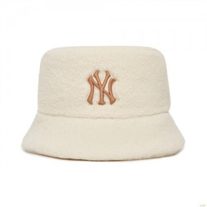 Chapeau Bucket MLB Fleece New York Yankees Accessoires Blanche | 9027FREPK