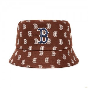 Chapeau Bucket MLB Monogra Classiche Boston Redsox Accessoires Marron Foncé | 5096PXDKM