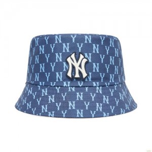 Chapeau Bucket MLB Monogra Classiche Reversible New York Yankees Accessoires Bleu Foncé | 8374ZHEFS