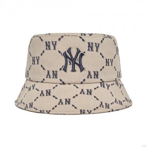 Chapeau Bucket MLB Monogra New York Yankees Accessoires Blanche Grise | 7506LDKUN