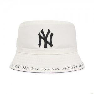 Chapeau Bucket MLB Seaball Fleece Reversible New York Yankees Accessoires Blanche | 6798FLBYG