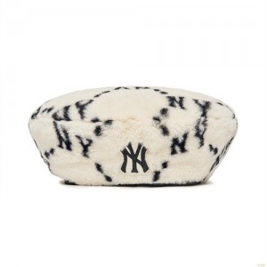 Chapeaux MLB Dia Monogra Fur Beret New York Yankees Accessoires Blanche | 6035UIYLC