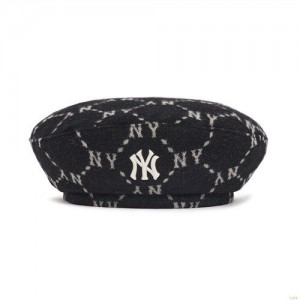 Chapeaux MLB Dia Monogra Laine Beret New York Yankees Accessoires Noir | 9871ZLHEV