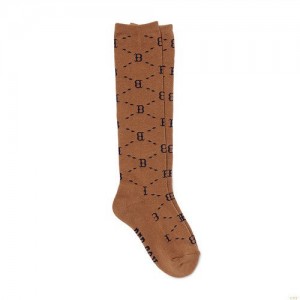 Chaussettes MLB Dia Monogra Knee Boston Redsox Accessoires Marron | 2863CNMIJ