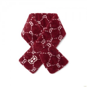 Echarpes MLB Dia Monogra Fur Muffler Boston Redsox Scarves Accessoires Bordeaux | 8462LPGXB