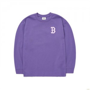 Manches Longues MLB Basic Big Logo Boston Redsox Enfant Violette | 3192PJNFK