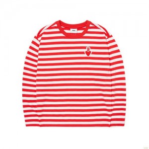 Manches Longues MLB Heart Stripe Boston Redsox Enfant Rouge | 8460WAJGV