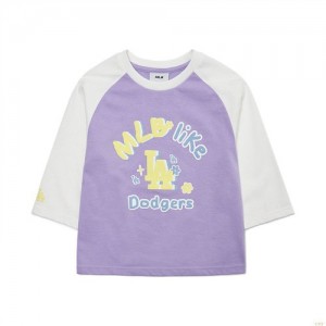 Manches Longues MLB Like Raglan La Dodgers Enfant Violette | 3674ZOGSY