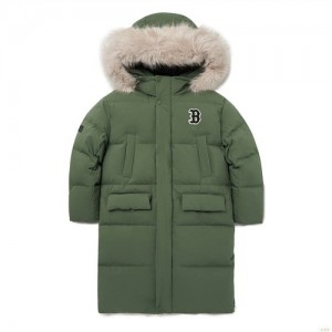 Manteaux MLB (Goose) Basic Heavy Weight Long Down Boston Redsox Enfant Vert Olive | 6089BFVPI