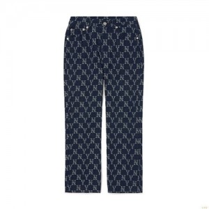 Pantalons Décontractés MLB Classiche Monogra Stripe Jacquardeni New York Yankees Vetement Bleu Foncé | 9358HNFRJ