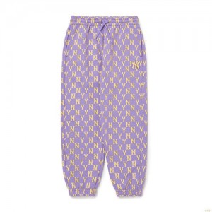 Pantalons Décontractés MLB Monogra Allover New York Yankees Enfant Violette | 1603REYVL