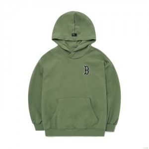 Sweat a Capuche MLB Basic Big Logo Boston Redsox Enfant Vert Olive | 5930LTCKI