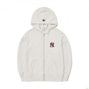 Sweat a Capuche MLB Basic Big Loso Brushehoozip-up New York Yankees Vetement Blanche | 1653SDVZW