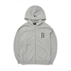 Sweat a Capuche MLB Basic Mego Logo Hoozip-up Boston Redsox Vetement Grise | 0754NMYCW