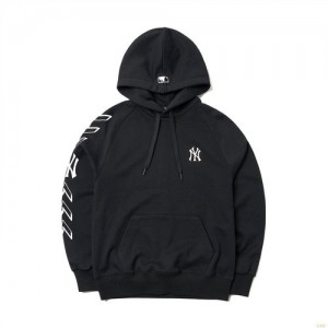 Sweat a Capuche MLB Seamball Oneside Sleeve Mega Overfit New York Yankees Vetement Noir | 3576FZYOT