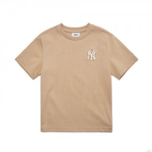 T Shirts MLB Monogra Big Logo New York Yankees Enfant Beige | 7462BANHF