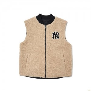 Vestes Polaires MLB Fleece Reversible New York Yankees Enfant Beige | 9856EZWBD