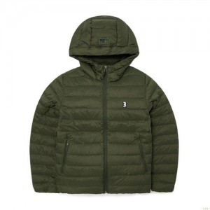 Winter Jackets MLB Basic Mediulogo Hoodelight Down Boston Redsox Vetement Vert Olive | 5128CLPZI