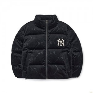 Winter Jackets MLB Dia Monogra All Over Velvet Crop Goose Down New York Yankees Vetement Noir | 5029FCISJ