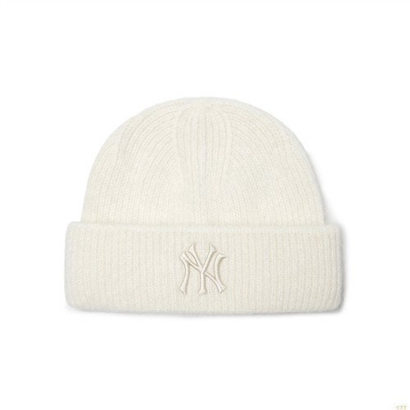 Bonnet MLB Angora New York Yankees Accessoires Blanche | 8614NRMTL