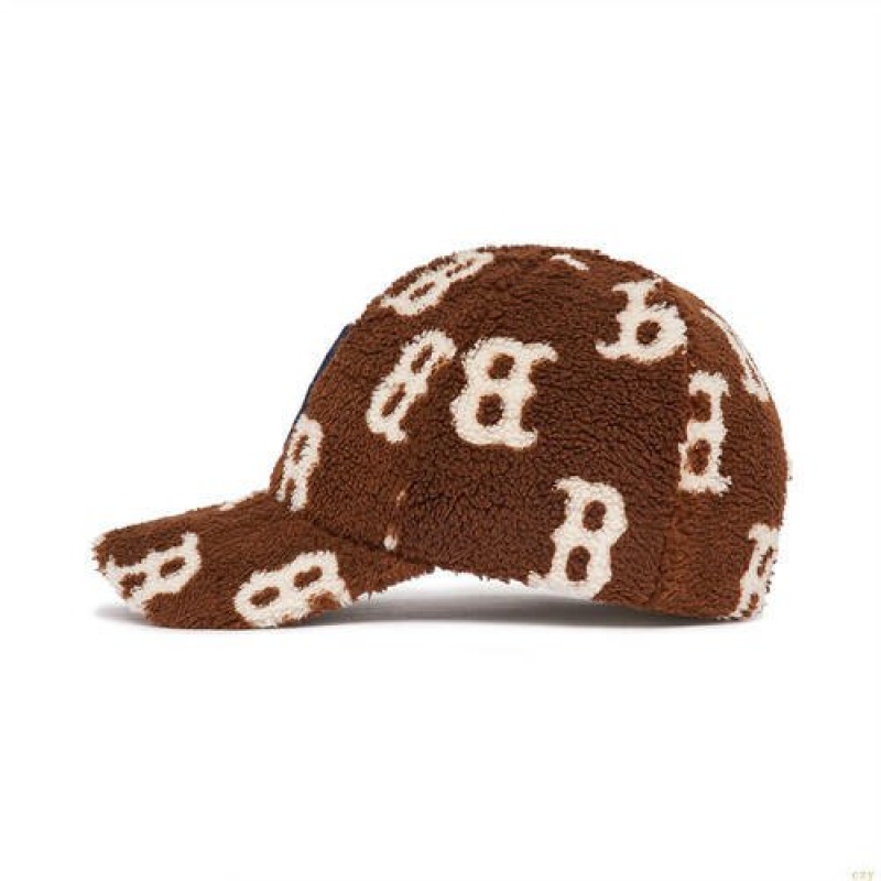 Casquettes MLB Classiche Monogra Fleece Unstructureball Boston Redsox Accessoires Marron Foncé | 1853NGMPR