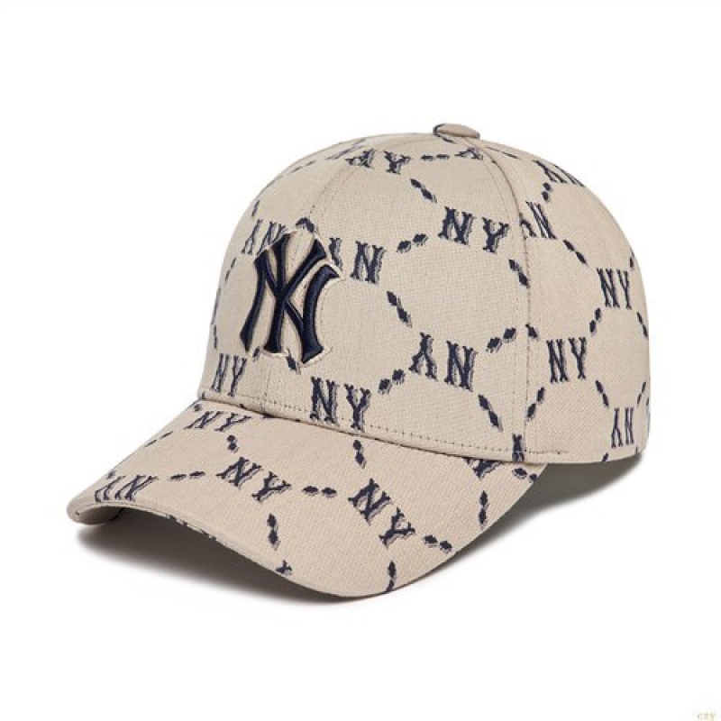 Casquettes MLB Monogra Ball New York Yankees Accessoires Beige | 8512QTHJU