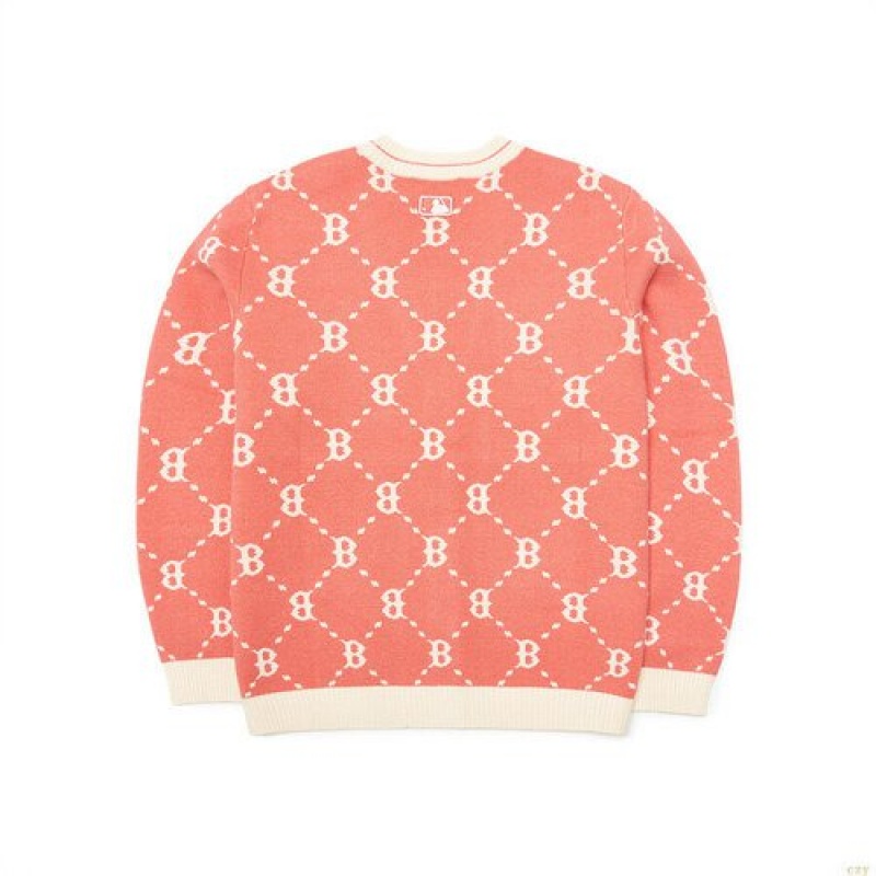 Chandails MLB Dia Monogra Cardigan Boston Redsox Enfant Rose | 7251FWHYD