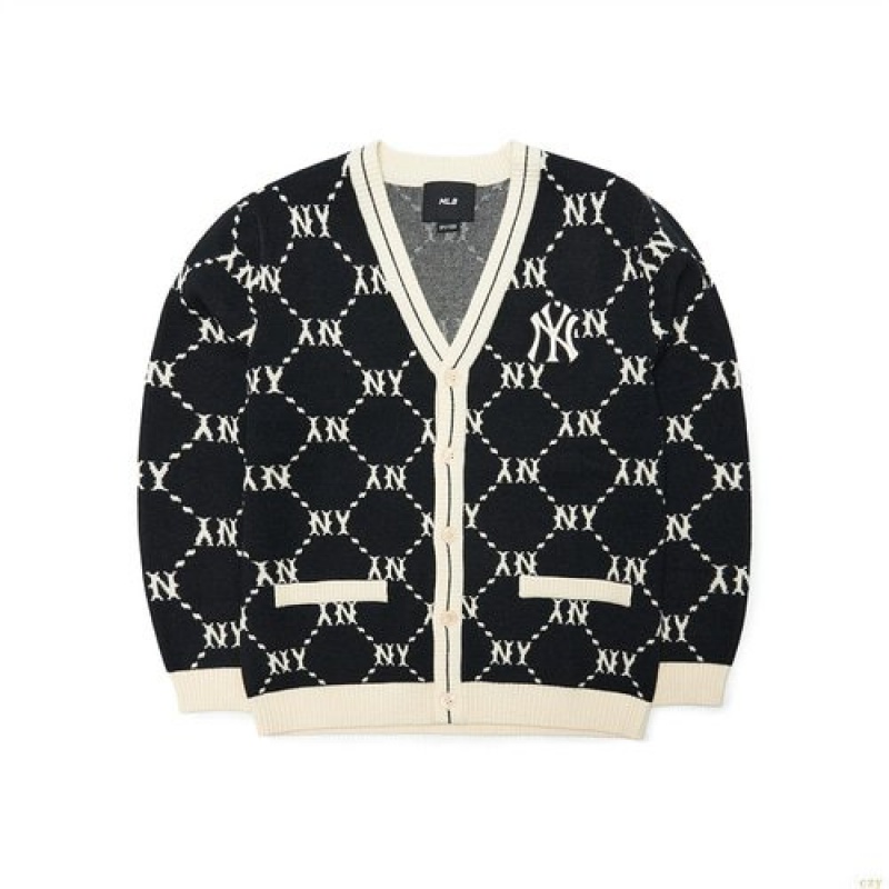 Chandails MLB Dia Monogra Cardigan New York Yankees Enfant Noir | 4573AFPZB