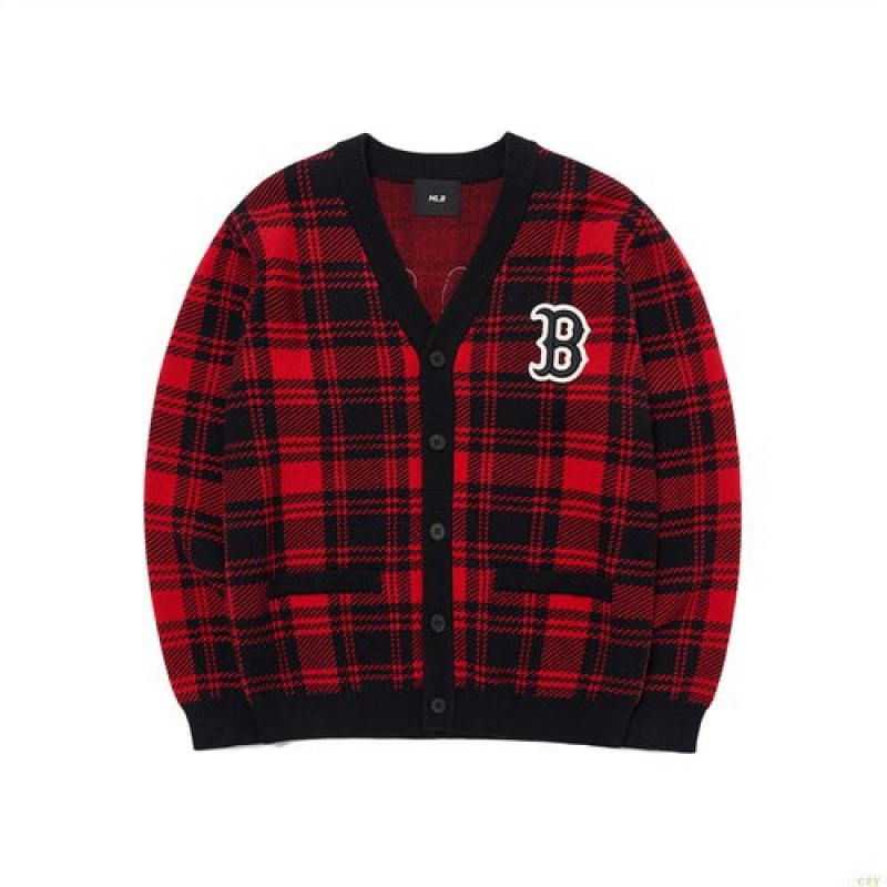 Chandails MLB Plaicardigan Boston Redsox Enfant Rouge | 4673NQGVU