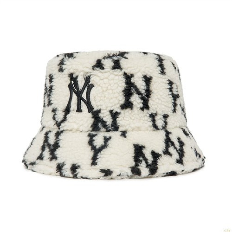 Chapeau Bucket MLB Basic Monogra Fleece New York Yankees Enfant Blanche | 0962THXRB