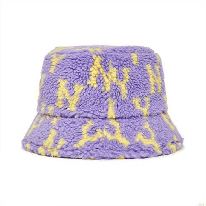 Chapeau Bucket MLB Basic Monogra Fleece New York Yankees Enfant Violette | 9521QLHSD