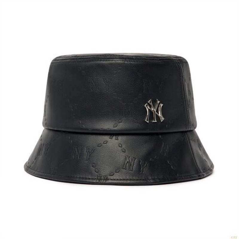 Chapeau Bucket MLB Dia Monogra Embo Cuir New York Yankees Accessoires Noir | 2590LHPVR