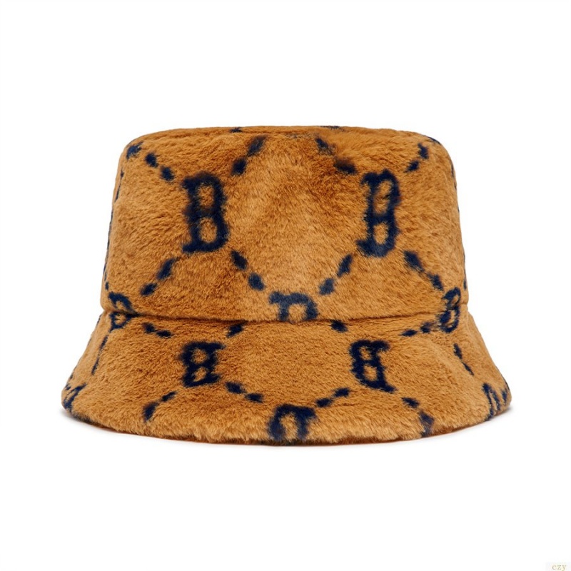 Chapeau Bucket MLB Dia Monogra Fur Boston Redsox Accessoires Marron | 3480WDRHQ