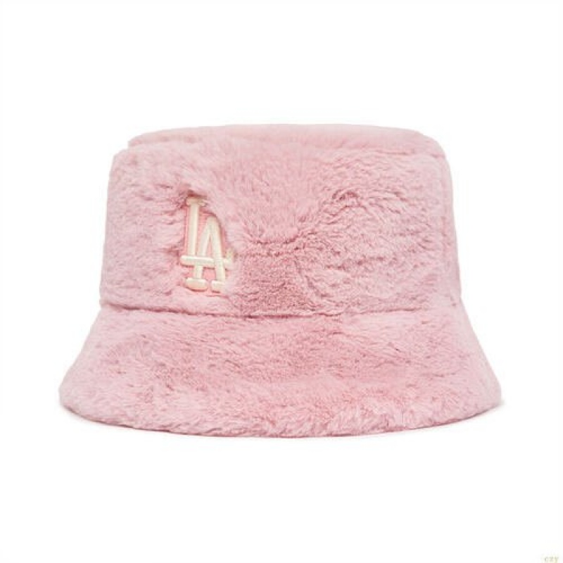 Chapeau Bucket MLB Fur La Dodgers Accessoires Rose | 1965SDMYU