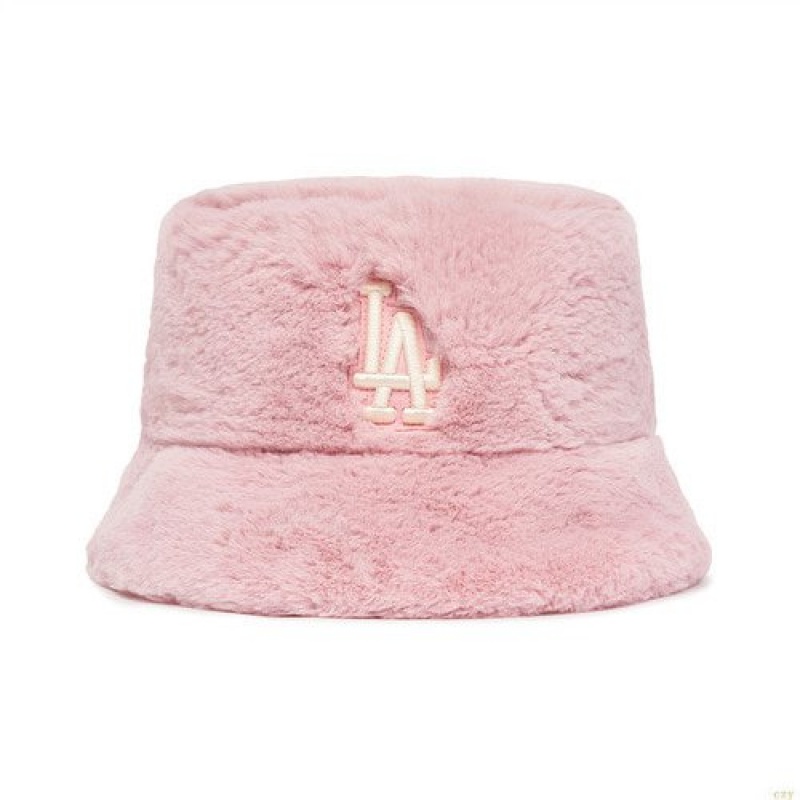 Chapeau Bucket MLB Fur La Dodgers Accessoires Rose | 1965SDMYU