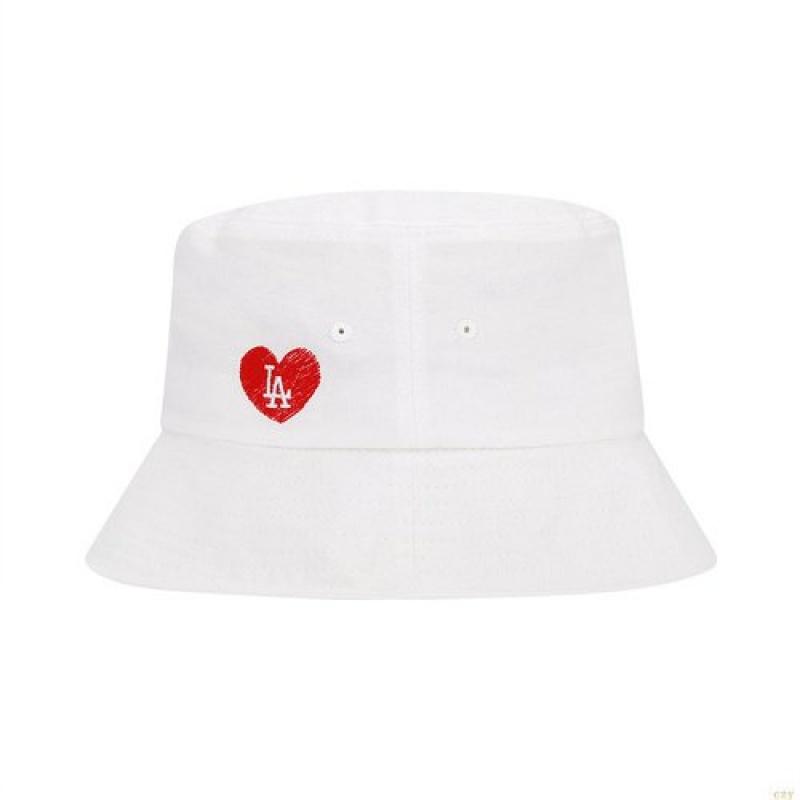 Chapeau Bucket MLB Heart Side-logo Overfit La Dodgers Accessoires Blanche | 4871KPBQI