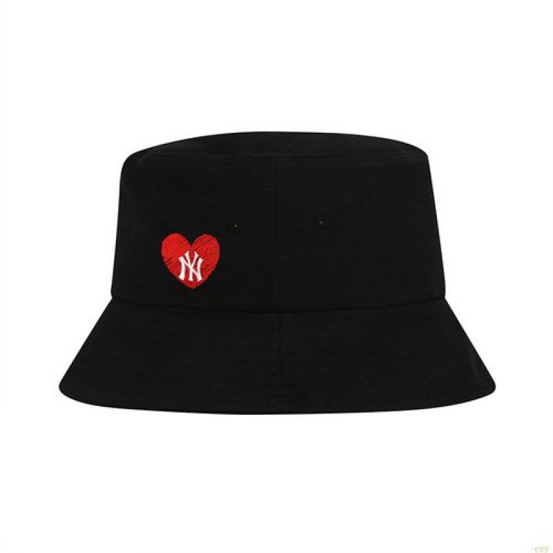 Chapeau Bucket MLB Heart Side-logo Overfit New York Yankees Accessoires Noir | 7263UMNCD