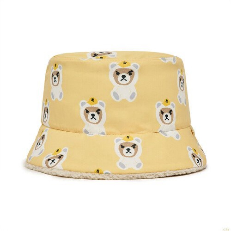 Chapeau Bucket MLB Megabear Reversible Print New York Yankees Enfant Jaune | 1784UPRAK