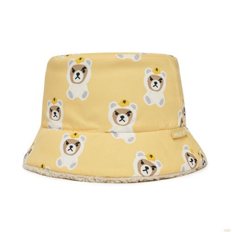 Chapeau Bucket MLB Megabear Reversible Print New York Yankees Enfant Jaune | 1784UPRAK