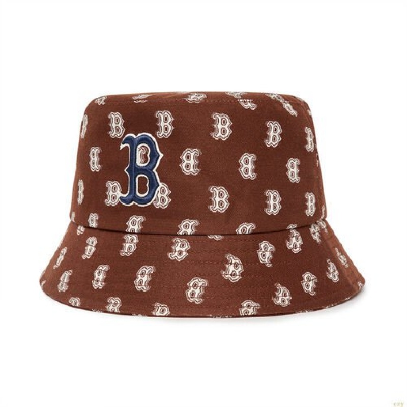 Chapeau Bucket MLB Monogra Classiche Boston Redsox Accessoires Marron Foncé | 5096PXDKM