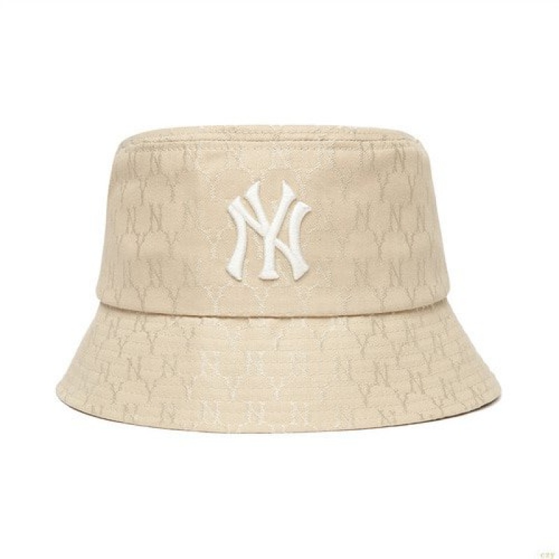 Chapeau Bucket MLB Monogra Classiche New York Yankees Accessoires Beige | 5317UYAXW