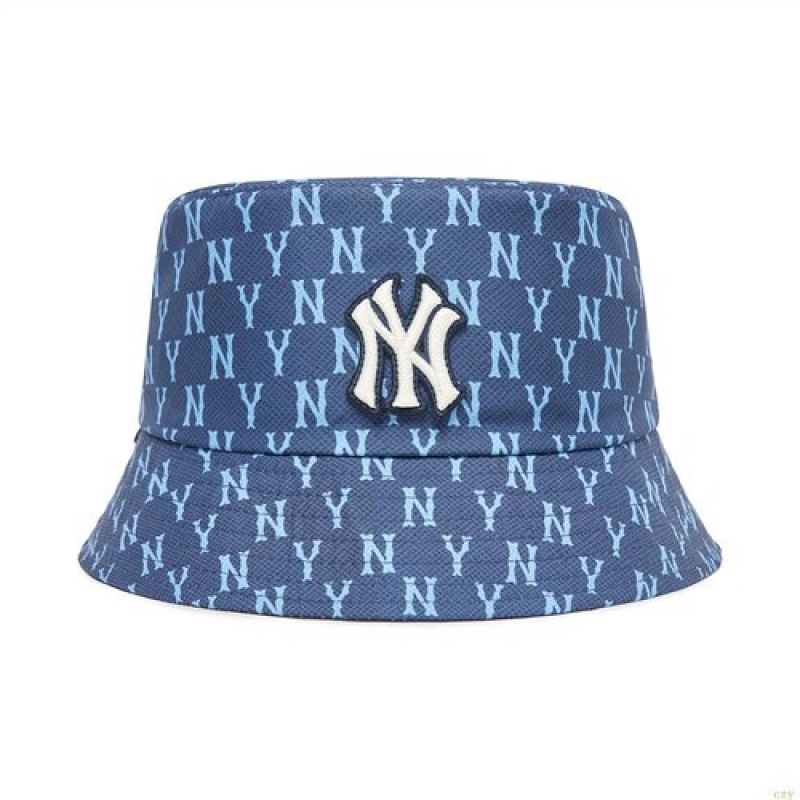 Chapeau Bucket MLB Monogra Classiche Reversible New York Yankees Accessoires Bleu Foncé | 8374ZHEFS