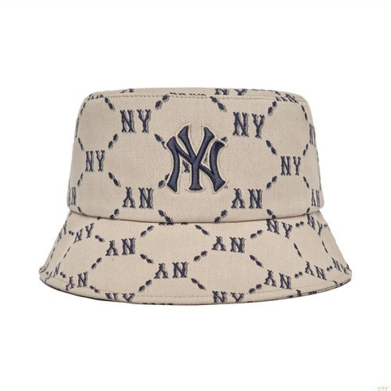 Chapeau Bucket MLB Monogra New York Yankees Accessoires Blanche Grise | 7506LDKUN