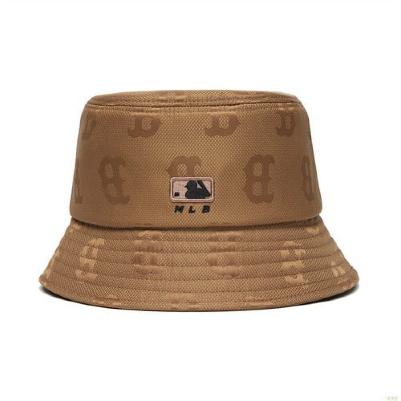 Chapeau Bucket MLB Monogra Nylon Boston Redsox Accessoires Marron | 8671IFSKM