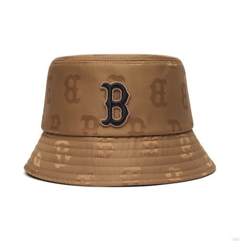 Chapeau Bucket MLB Monogra Nylon Boston Redsox Accessoires Marron | 8671IFSKM