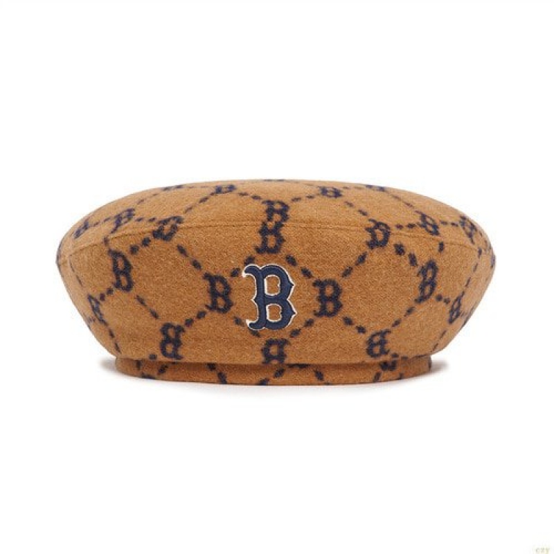 Chapeaux MLB Dia Monogra Laine Beret Boston Redsox Accessoires Marron | 3275KLWIF