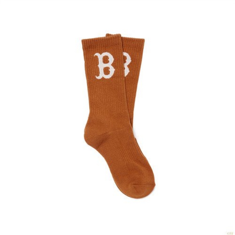 Chaussettes MLB Basic Mediulogo Boston Redsox Accessoires Marron | 1367VNIDF