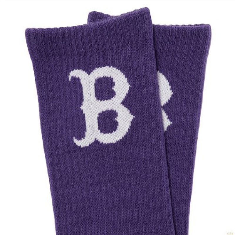 Chaussettes MLB Basic Mediulogo Boston Redsox Accessoires Violette | 4790LOTCQ