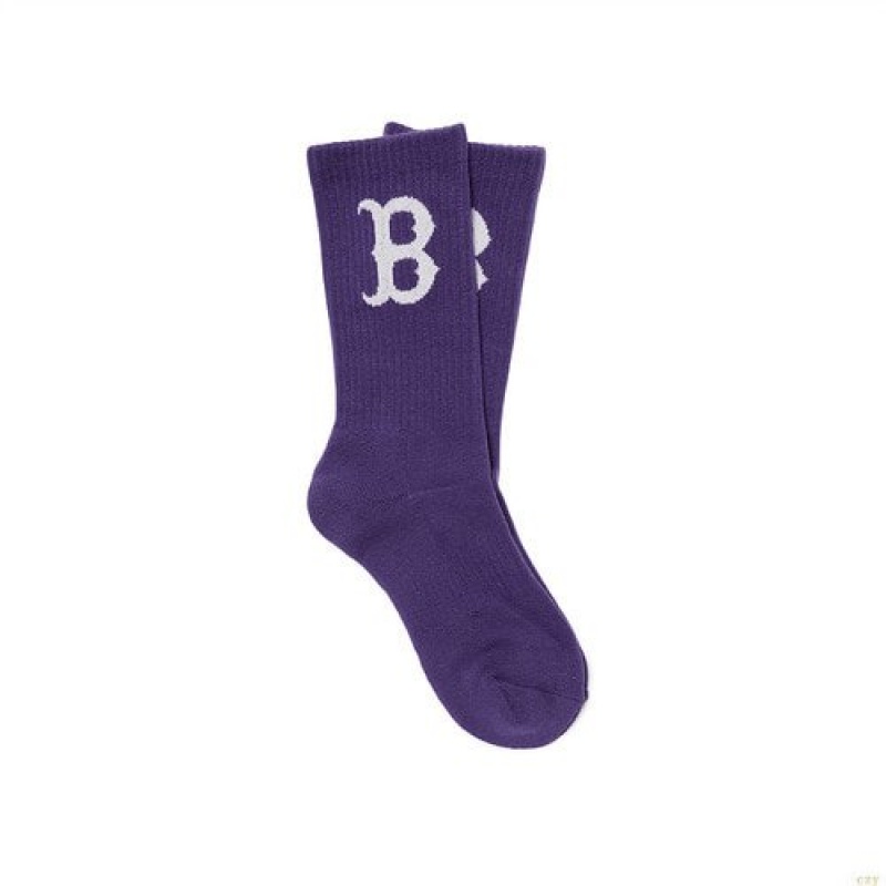 Chaussettes MLB Basic Mediulogo Boston Redsox Accessoires Violette | 4790LOTCQ